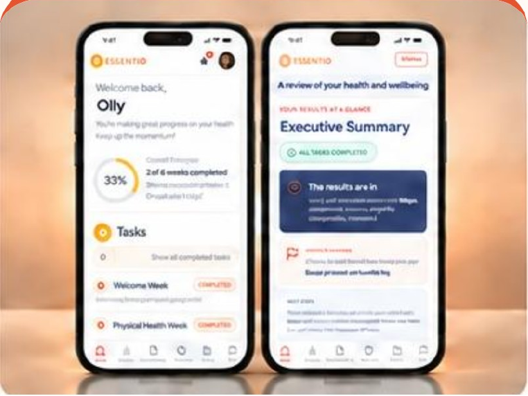 Essentio Digital: app progress and personal report on two phones, from the Three Pathways one-pager