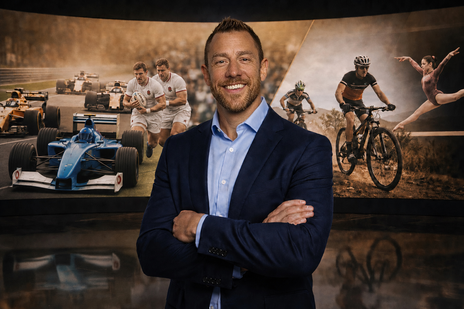 Olly Bridge with a background representing elite sport